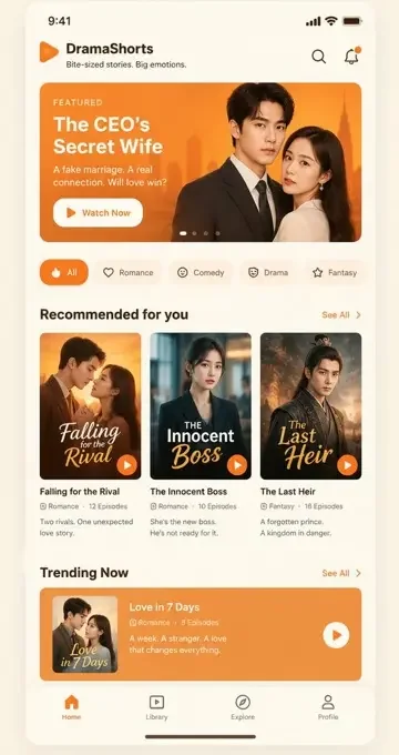 ai短剧APP推荐页界面